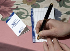 A medi-card helps keep track of a patient's medications.
