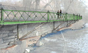 A proposed cantilevered walkway along the Riverfront Trail in Willimantic.