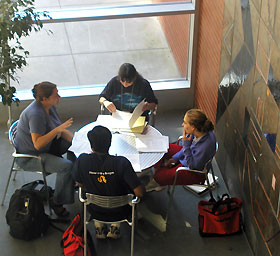 Graduate students and postdocs from around the country meet in the Biology/Physics Building during a career workshop this summer that was hosted by the Department of Molecular and Cell Biology.