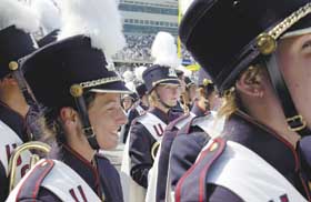 Members of the UConn Marching Band during a football game at Rentschler Field. 