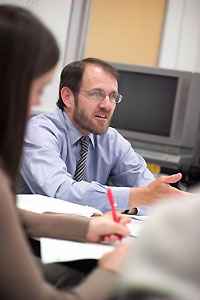 Loeser Teaching Award-winner Dr. Dan Henry enjoys small-group interactions with medical students.