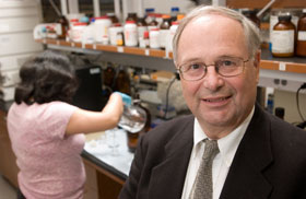Michael Pikal, the first Pfizer Distinguished Endowed Chair in Pharmaceutical Technology, in his lab.