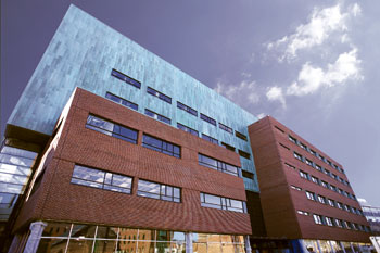 A view of the new Pharmacy/Biology Building. 