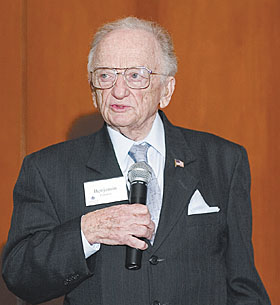 Benjamin Ferencz, prosecuting attorney at the Nuremburg Trials, speaks on 