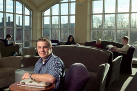 David Liner, a sophomore in the Honors Program, at Towers Dining Hall.