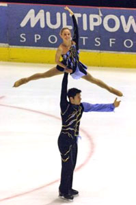 Katie Beriau, a part-time student at the Greater Hartford Campus, and her partner, Joseph Gazzola, skate in Zagreb, Croatia, in November 2005. 