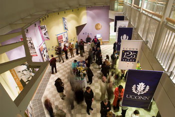 A view of the 125th Anniversary exhibit during the kick-off celebration held at the Wilbur Cross Building January 25.