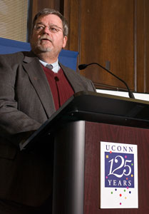 Alfred Rogers, ’53, reflects on his experiences at UConn in the early 1950s during the 125th Anniversary kick-off celebration.