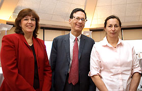 Professors Sally Reis, left, Joel Kupperman, and Janine Caira were recognized at last week's Trustees' meeting as this year's Board of Trustees Distinguished Professors.