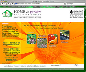 The Home and Garden Education Center homepage.
