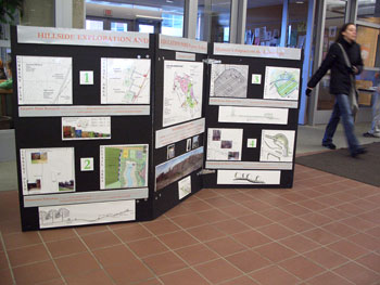 A display on environmental acativities at the University, at the Homer Babbidge Library.
