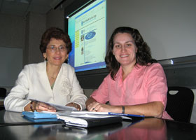 Patricia Harrity, right, executive director of the Northwestern Connecticut Area Health Education Center in Middlebury, and JoAnn D'Avirro, Youth Health Service Corps director of site development, Northwestern Connecticut AHEC.