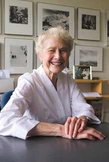 Political science professor Betty Hanson, author of a new book, in her office.