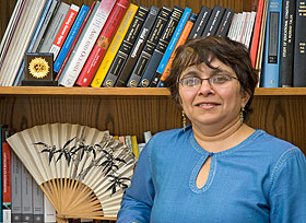 Sociology professor Manisha Desai, the new head of women’s studies, at her office in Beach Hall.