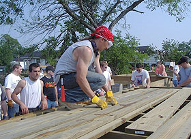 Graduate students from UConn work on a Habitat for Humanity project in New Orleans.
