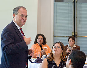 John DeStefano Jr., mayor of New Haven, speaks at the Alumni Center during the Association of Latino/a Faculty and Staff annual luncheon on Oct. 4.