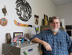 Merrill Singer, a research associate at UConn’s Center for Health, Intervention and Prevention, in his office.