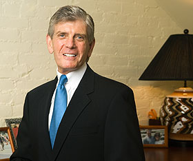 Barry Feldman, vice president and chief operating officer, in his office at Gulley Hall.