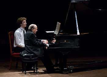 Pianist Menahem Pressler performs during the Alice Murray Heilig Memorial Concert in the Jorgensen Center for Performing Arts on October 21.