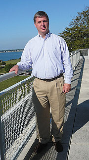 Sylvain De Guise, director of Connecticut Sea Grant, at the Avery Point Campus on Long Island Sound.