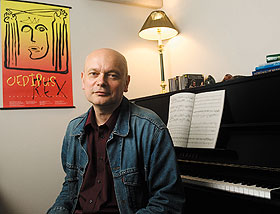Alain Frogley, professor of music, at his office in the Fine Arts Building.