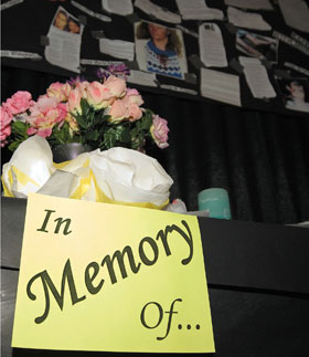 A display focusing on violence against women, part of the Tunnel of Oppression held at the Student Union on Nov. 6 and 7.