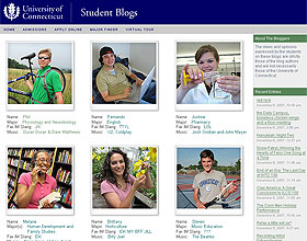 A screenshot of the student blogs homepage.
