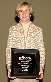 Field hockey head coach Nancy Stevens during a recognition event Jan. 5 at the Connecticut Convention Center.