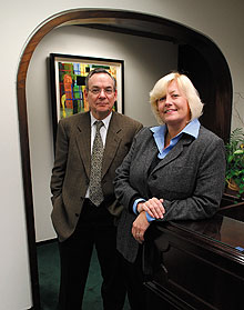 Steve Rhodes and Lisa Troyer, at the President’s office in Gulley Hall.