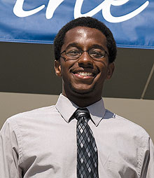 Carlton Jones, graduate of the SSS program and President of SUBOG, outside of the Student Union.