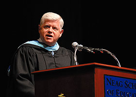 U.S. Congressman John Larson gives the Commencement address at the Neag School of Education undergraduate at Jorgensen Center for the Performing Arts.