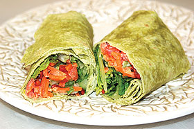 The Garden Veggie Wrap, one of the Spa Foods selections available at the campus cafés and convenience stores.