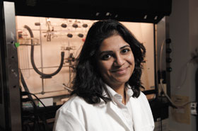 Rajeswari Kasi, assistant professor of chemistry, in her lab.