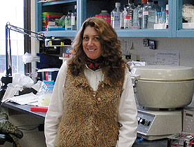 Immunologist Lynn Puddington in her laboratory at the Health Center.