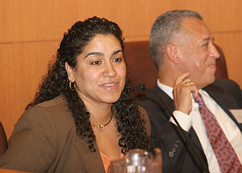 Heidi Avila '02 and Pedro Segarra '85 were participants on a panel of Law School graduates during the 25th anniversary of the Law School's Latino Law Students Association September 26.