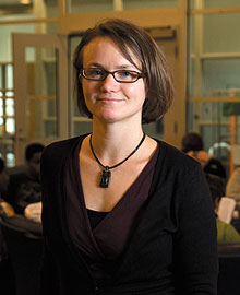 Mary Fischer, assistant professor of sociology, in the Student Union lounge.