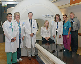 The Health Center's TomoTherapy group, from left, Dhruv Dave, Margery Griffin, Dr. Robert Dowsett, Morgan Willard, Jullie Burke, Amy Sargent, and Christopher James.