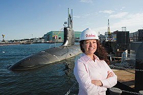 Tabitha Hitchcock, who graduated with a degree in civil engineering, works for Electric Boat in Groton. 