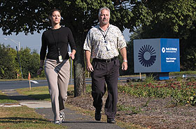 Employees at Pratt & Whitney in East Hartford walk for fitness. 