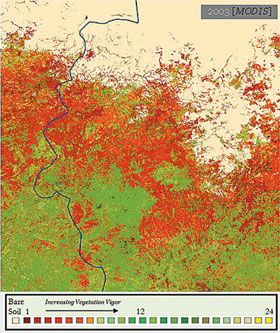 Satellite image of Darfur, Sudan, from 2003.