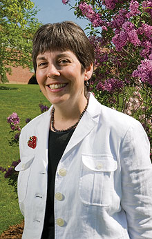 Donna Chapman, assistant professor in residence of nutritional sciences, outside of the Roy E. Jones Building.