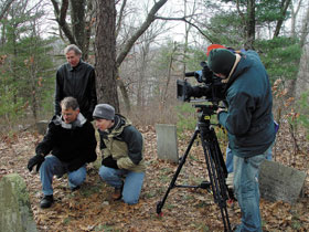 Image: State Archaeologist Nick Bellantoni and colleagues are videotaped for a documentary.
