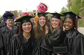 Image: Undergraduates pose for a photo before the May 17 processional.
