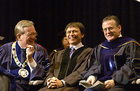 President Philip E. Austin, Franklin Chang-Diaz, and Provost John Petersen.
