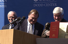 Image: Thomas J. Dodd Jr., Deputy Prime Minister John Prescott of the U.K., and Sen. Christopher Dodd.