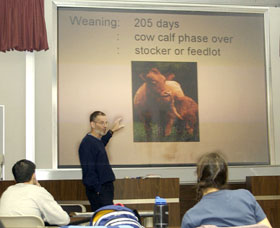 Image: Thomas Hoagland teaches a new course on Mad Cow Disease.