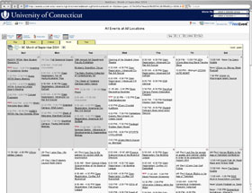 A screenshot of the University Events Calendar