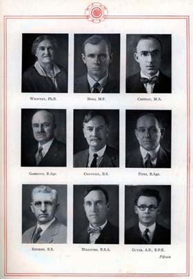 Faculty page in the 1929 Nutmeg shows orange border.