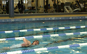 Image: Lori Smolin swims in Brundage Pool.