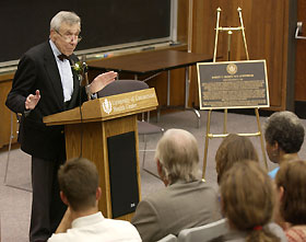 Image: Dr. Robert Massey speaks at the auditorium dedication.